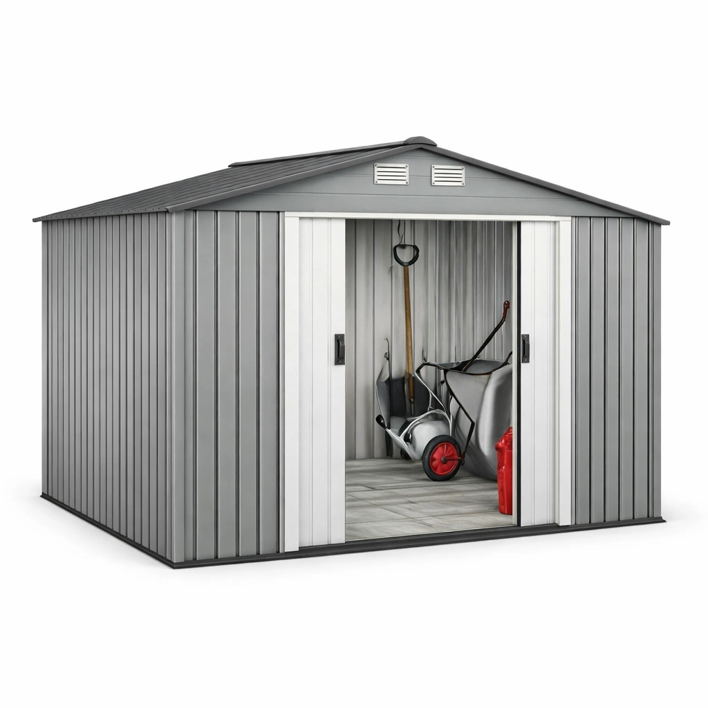 Gartenhaus Metall Grau Modern Schiebetuer-cozirao