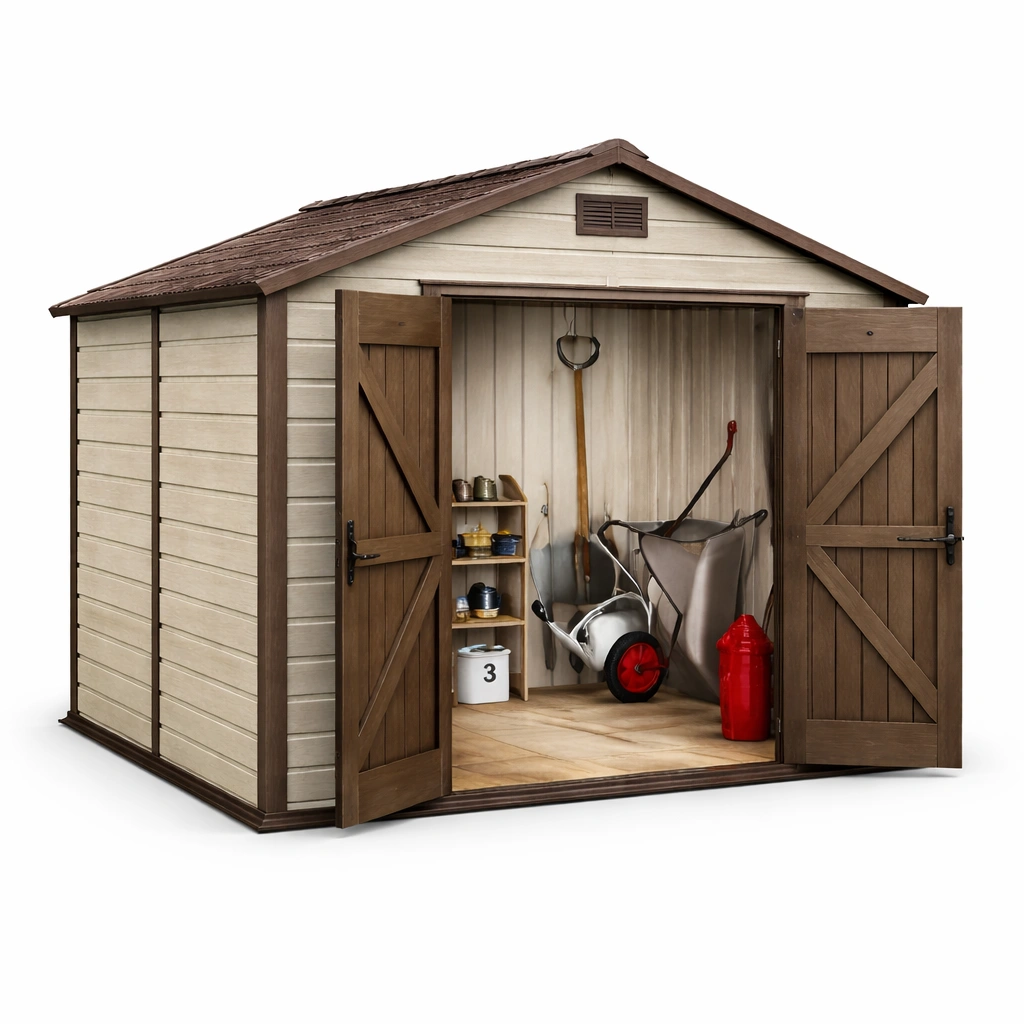 Gartenhaus Holz Braun Klassisch Doppeltuer-cozirao