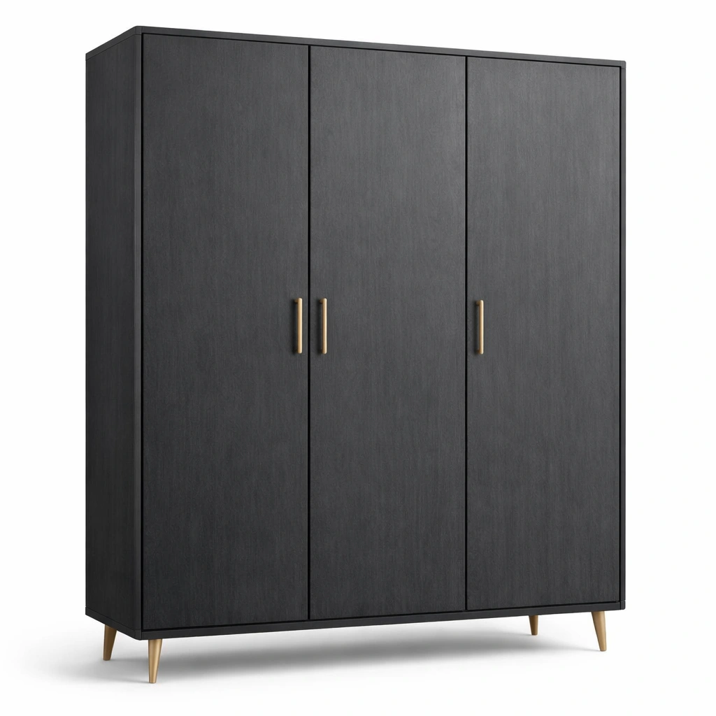 Kleiderschrank Dunkelgrau Modern 4 Tueren-cozirao