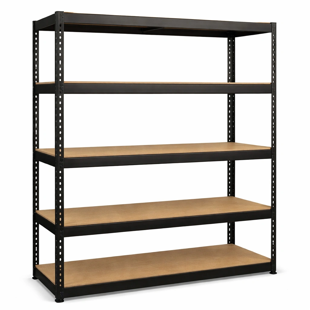 Schwerlastregal Schwarz Metall 5 Ebenen-cozirao