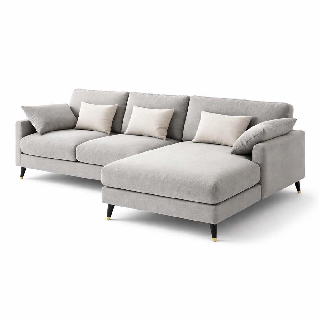 Ecksofa Grau Stoff Modern L Form-cozirao
