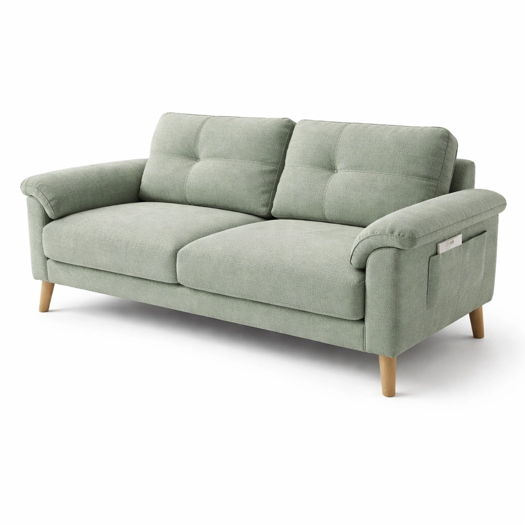Sofa Gruen Stoff Komfort 2 Sitzer-cozirao