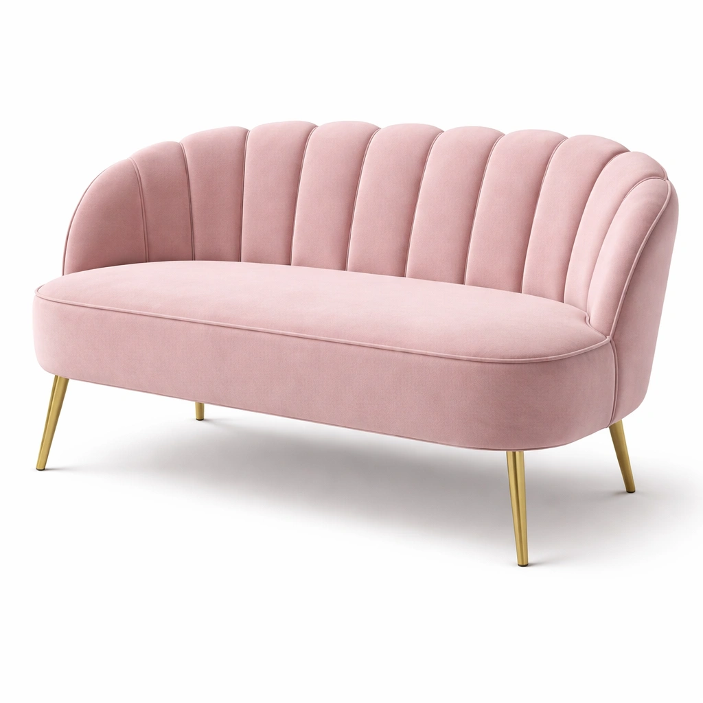 Sofa Rosa Samt Elegant 2 Sitzer-cozirao
