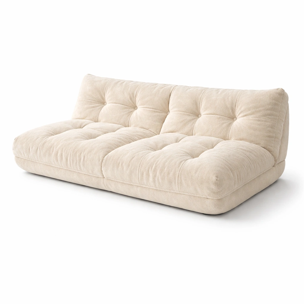 Sofa Creme Stoff Weich Gepolstert-cozirao
