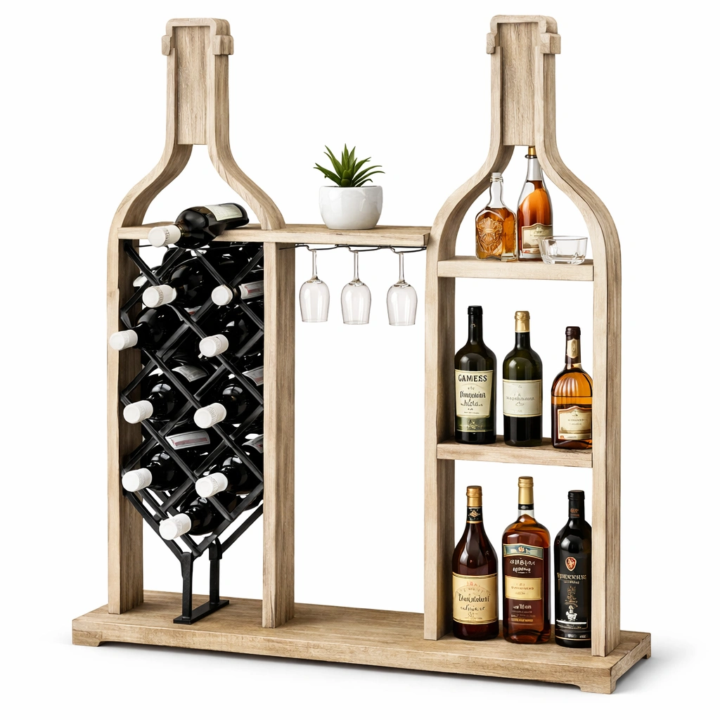 Weinregal Holz Natur Flaschenhalter Modern-cozirao