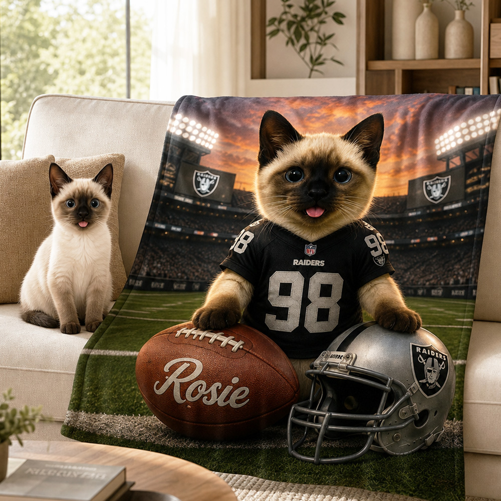 50%OFF🏈Custom Pet Portrait American Football Blanket