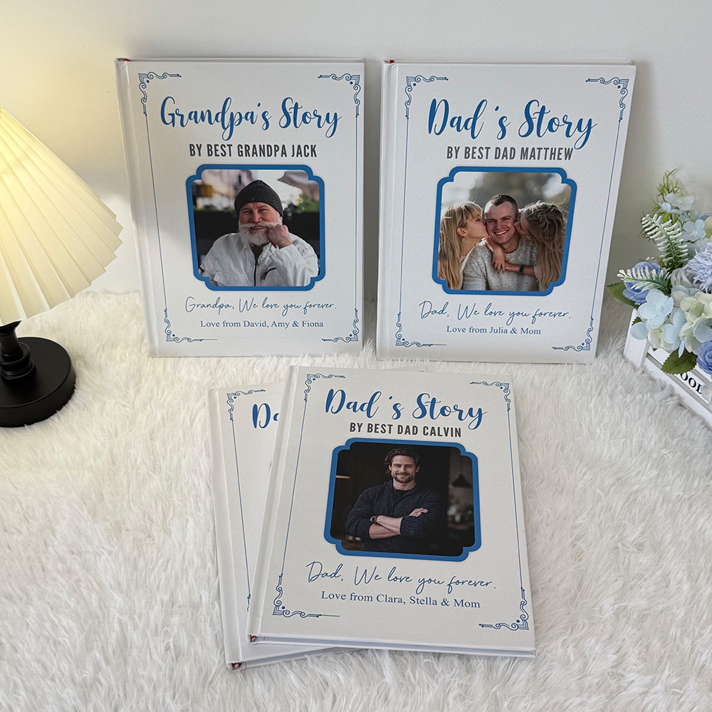 Custom Dad Story Book Hardcover, Personalized Name Photo & Content, Fill-in Memory Keepsake Gift for Father’s Day