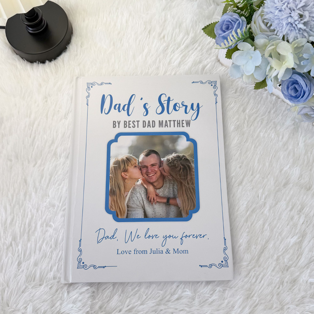 Custom Dad Story Book Hardcover, Personalized Name Photo & Content, Fill-in Memory Keepsake Gift for Father’s Day