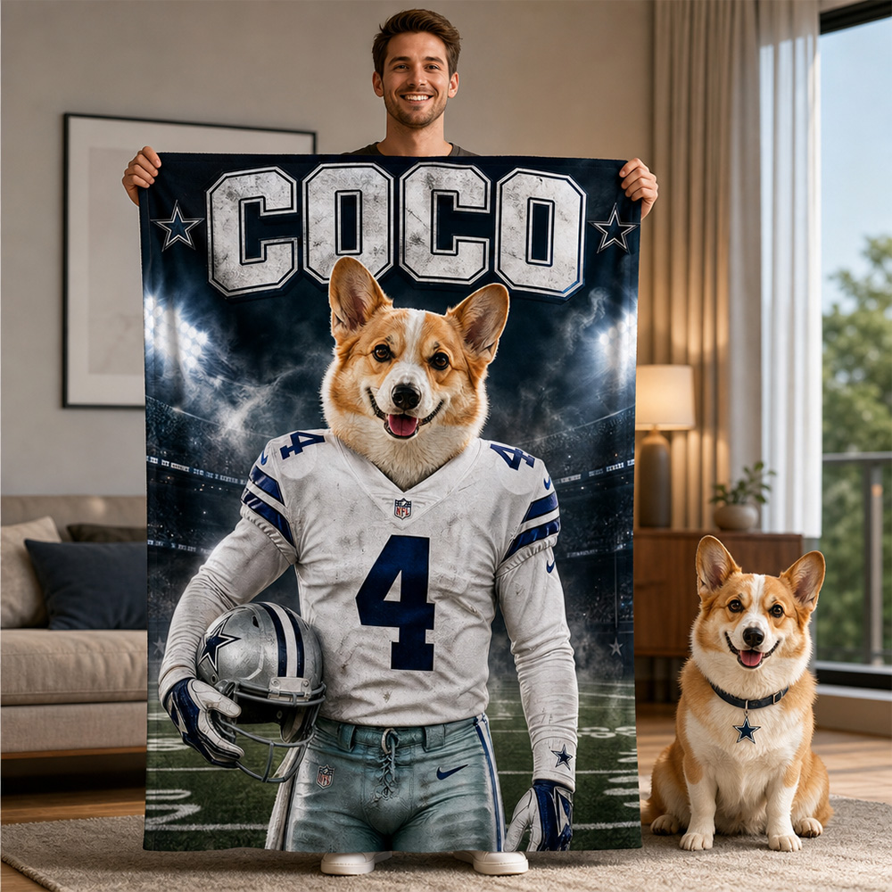 Personalized Pet American Football Blanket