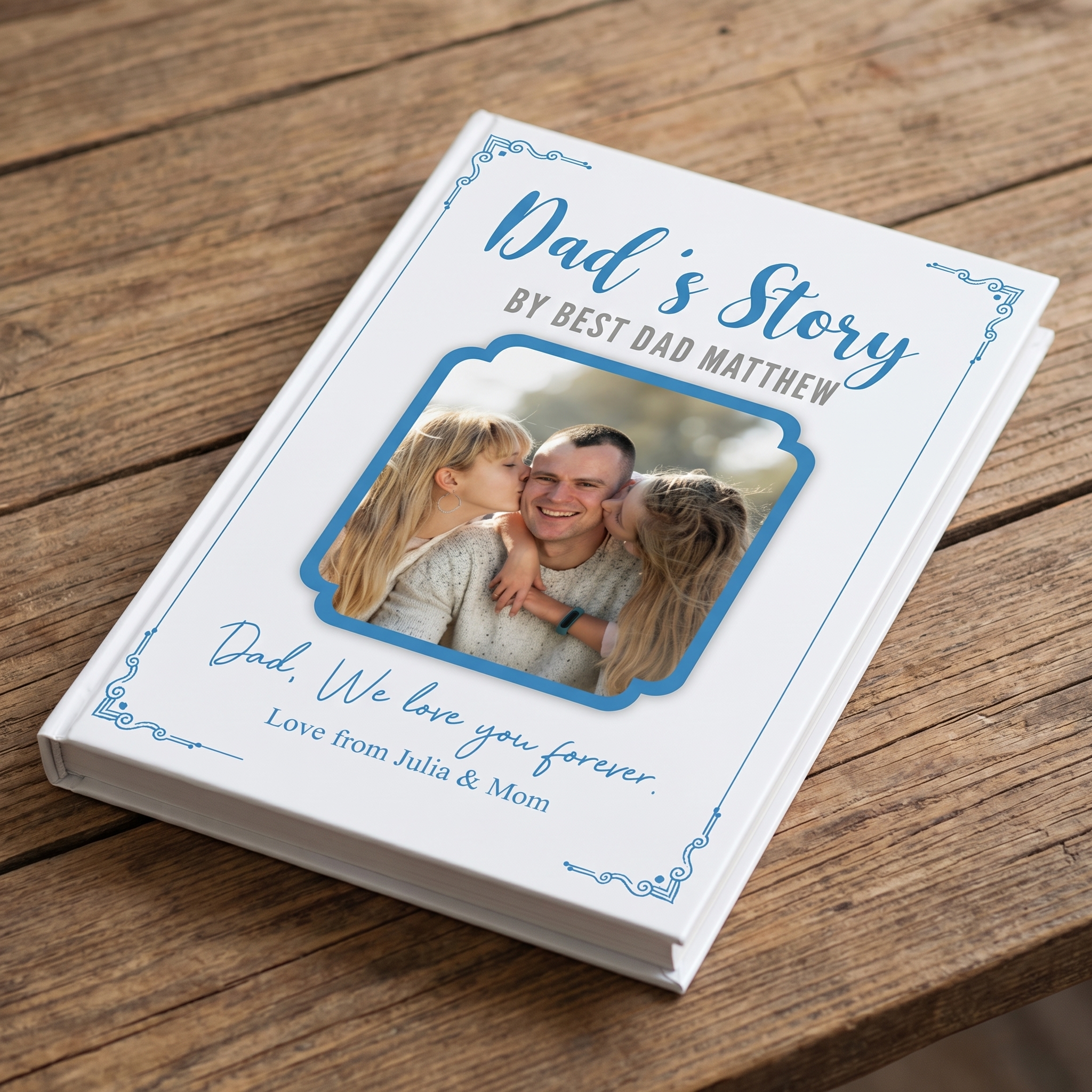 Custom Dad Story Book Hardcover, Personalized Name Photo & Content, Fill-in Memory Keepsake Gift for Father’s Day