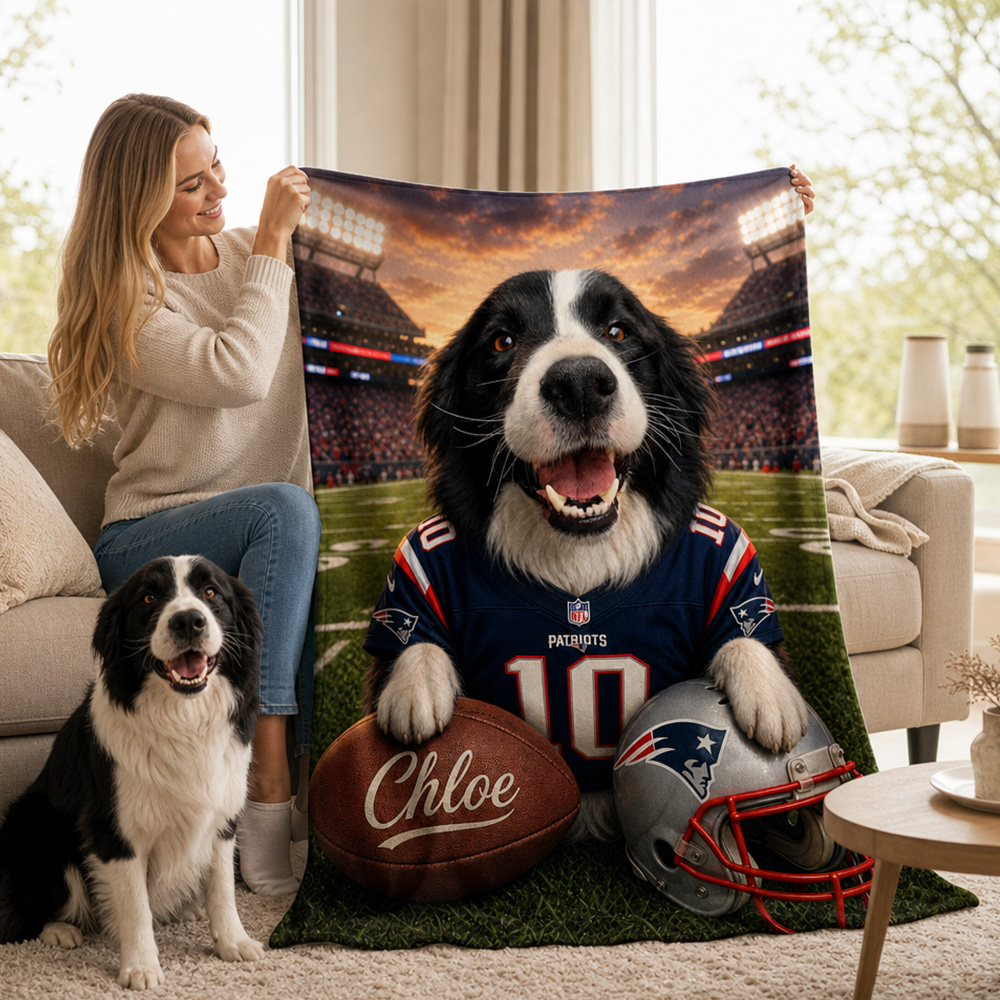 50%OFF🏈Custom Pet Portrait American Football Blanket
