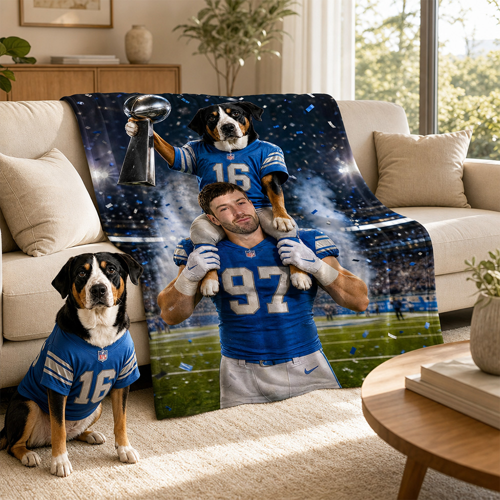 Personalized Pet American Football Blanket