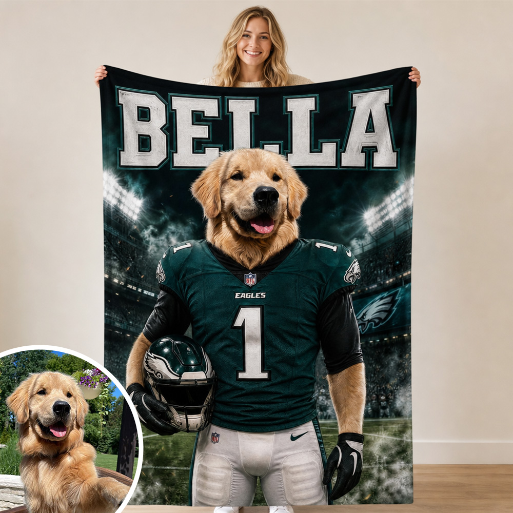 Personalized Pet American Football Blanket