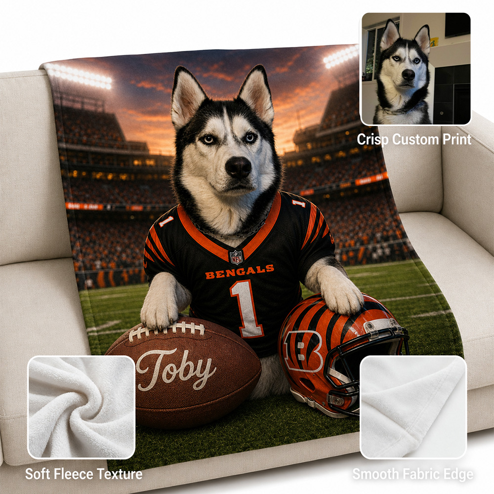 50%OFF🏈Custom Pet Portrait American Football Blanket