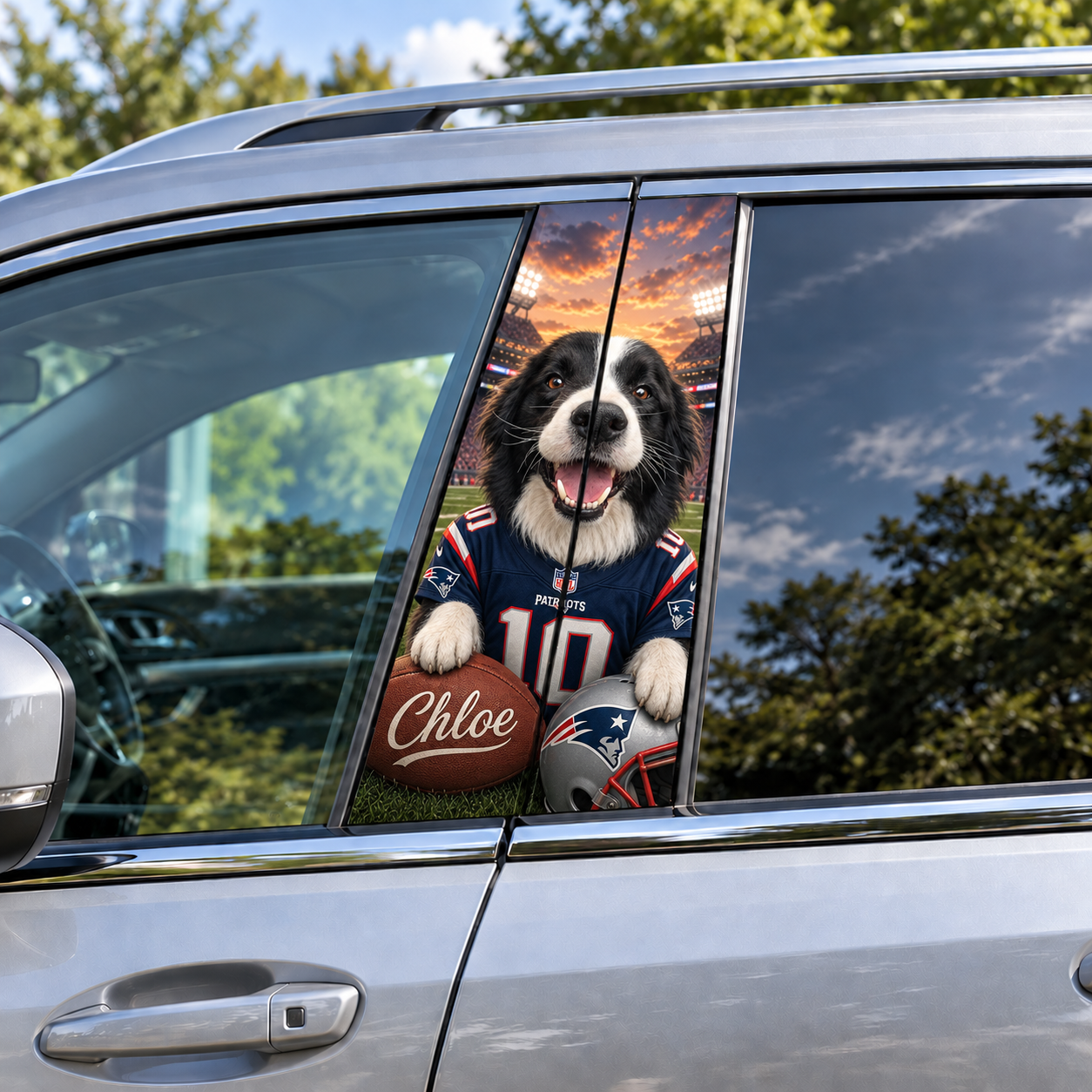 Custom Pet Portrait America Football Team Car Pillar Wrap - Universal Fit