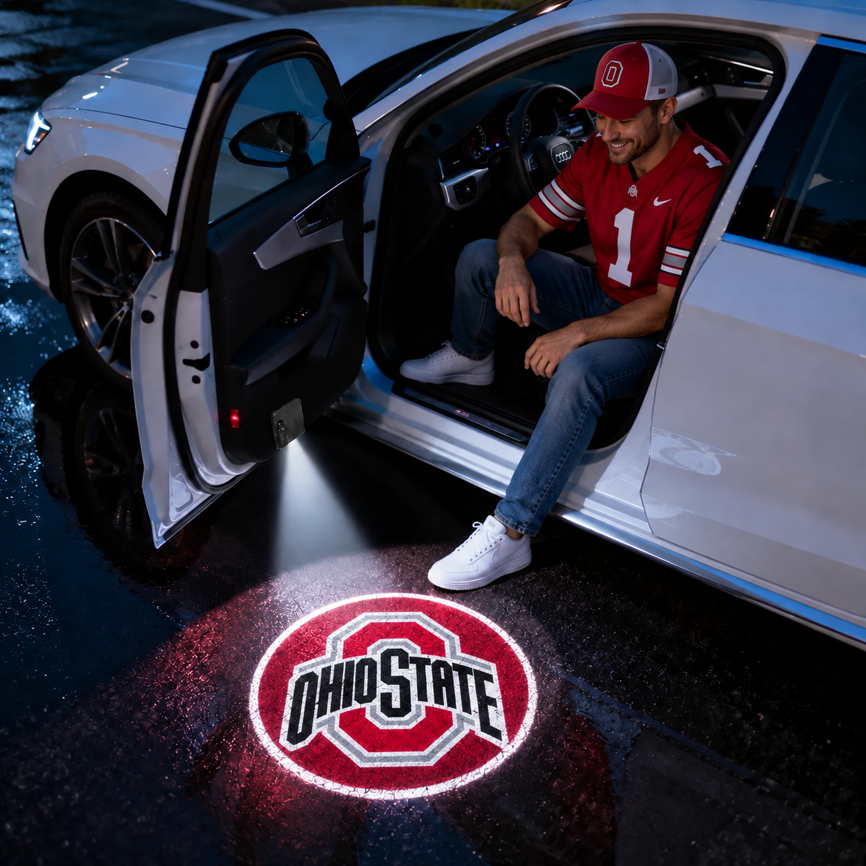 America College Football Team Logo Car Door Projector Lights