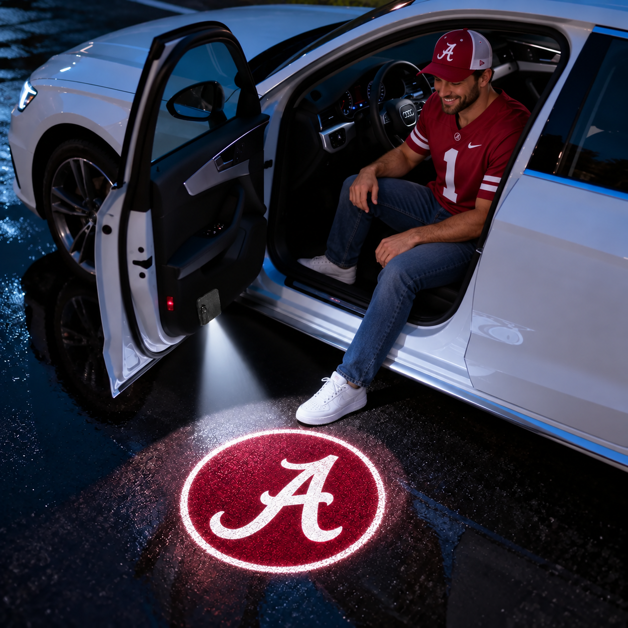 America College Football Team Logo Car Door Projector Lights