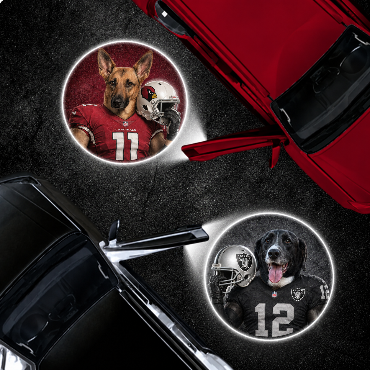 Custom Pet Portrait America Football Team Car Door Projector Lights