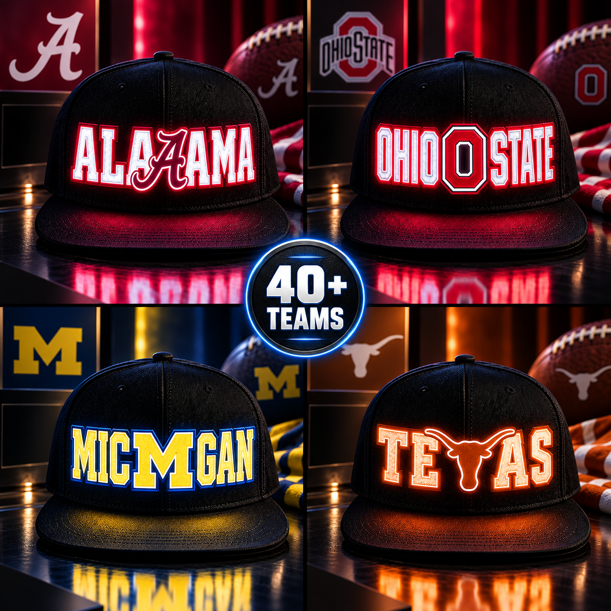 American Football 32 Team Fan LED Light-Up Snapback Cap 2026