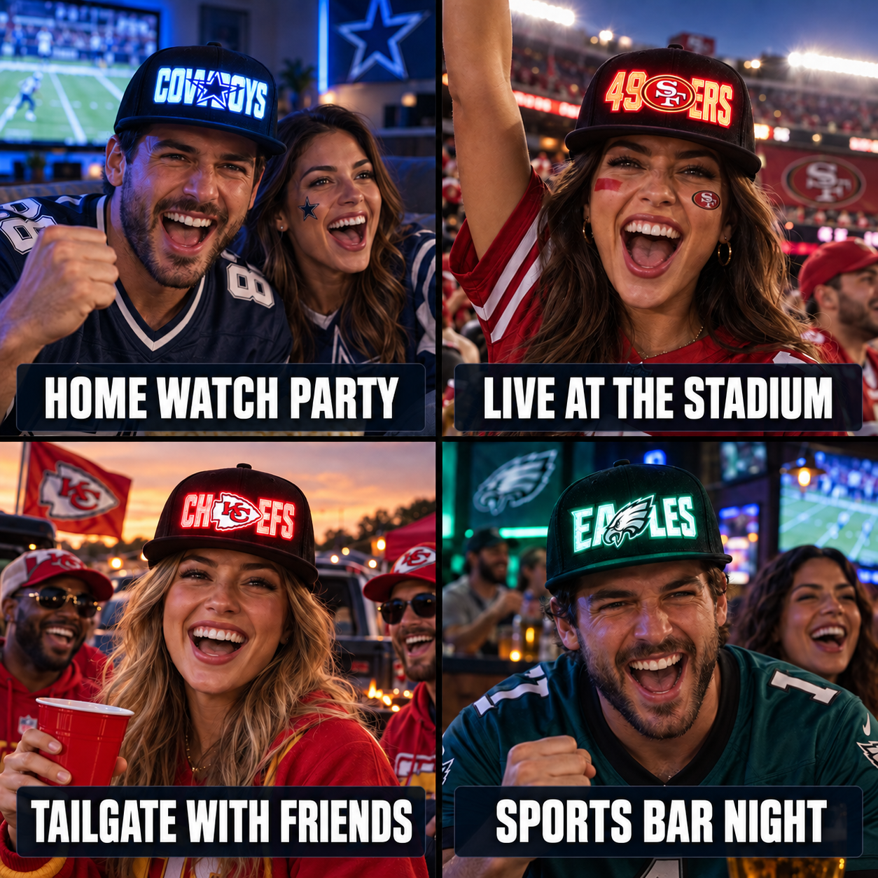 American Football 32 Team Fan LED Light-Up Snapback Cap 2026