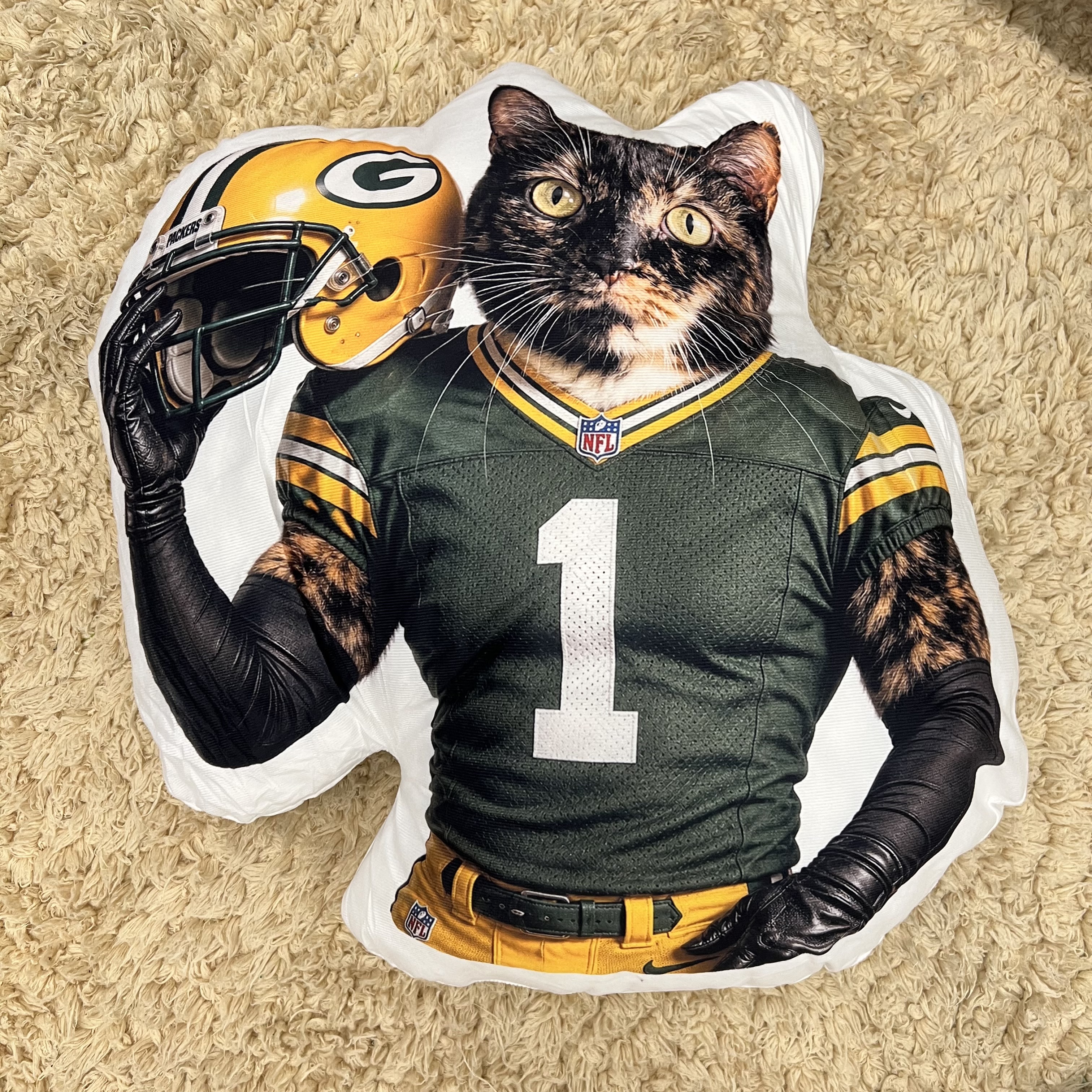 Custom Pet Football Player Shaped Pillow – Turn Your Pet into an MVP Mascot