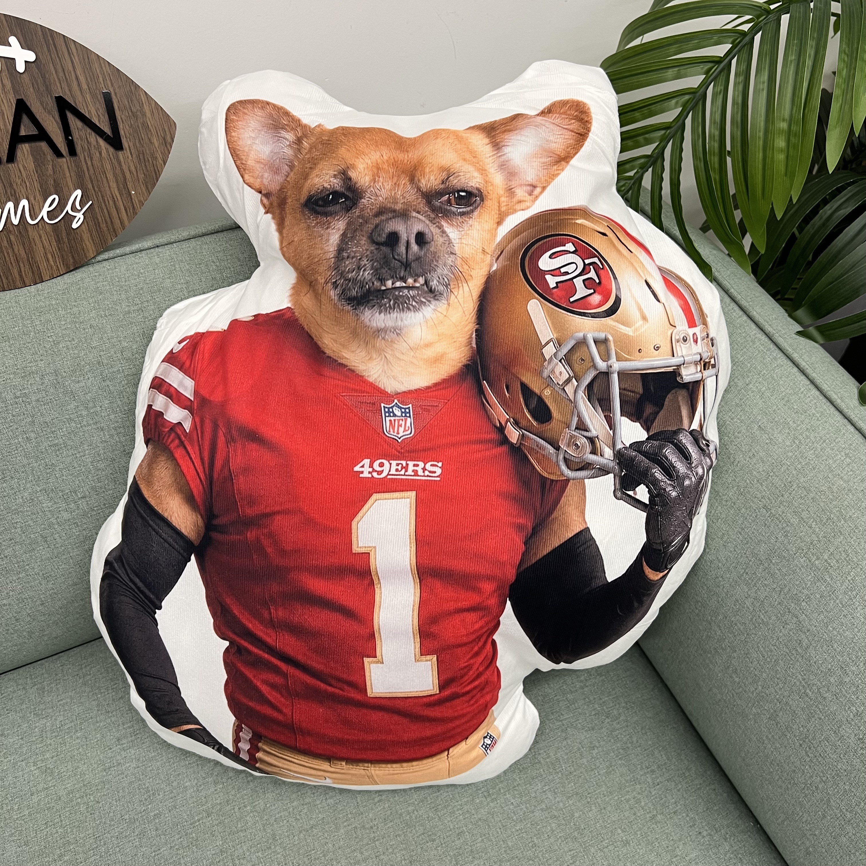 Custom Pet Football Player Shaped Pillow – Turn Your Pet into an MVP Mascot