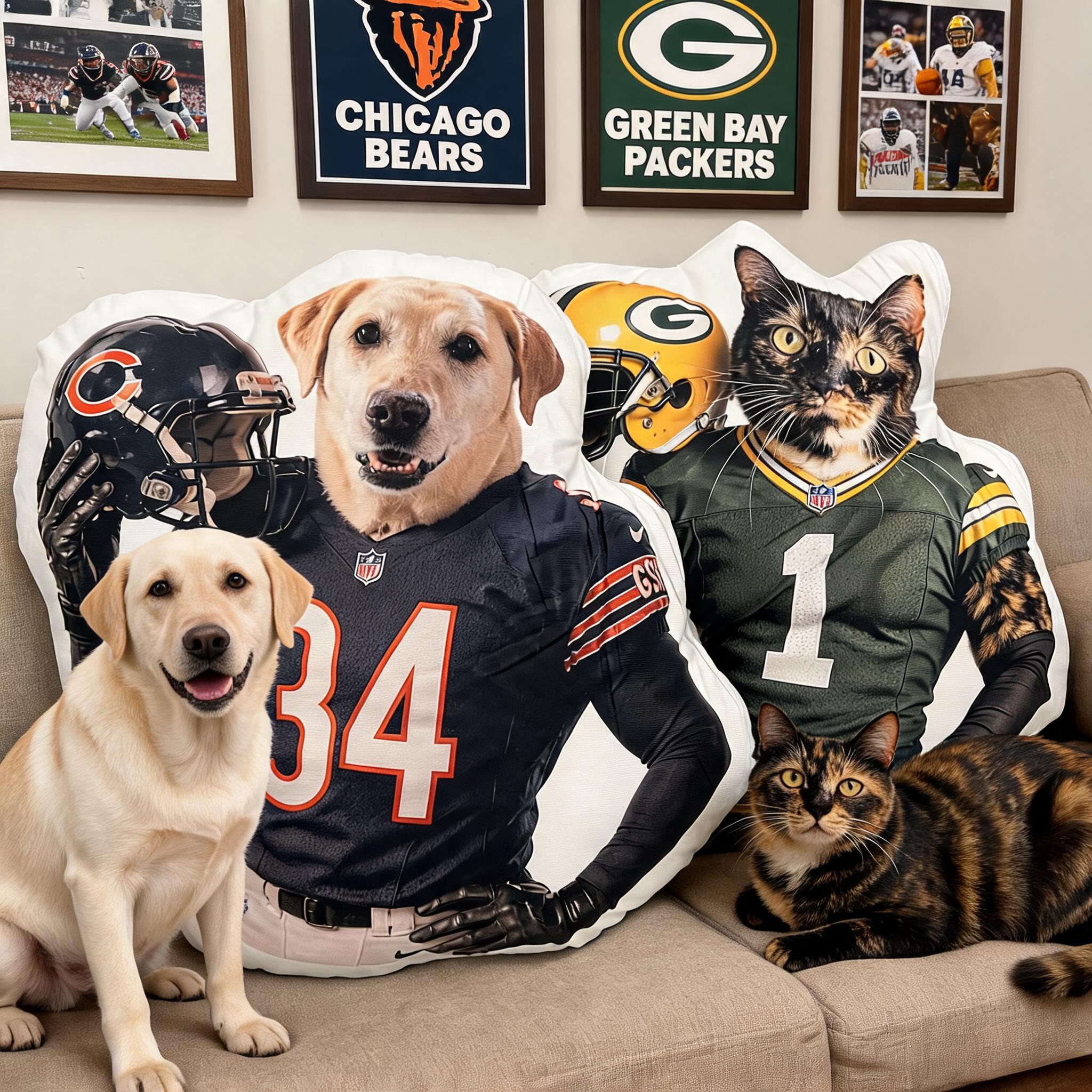 Custom Pet Football Player Shaped Pillow – Turn Your Pet into an MVP Mascot