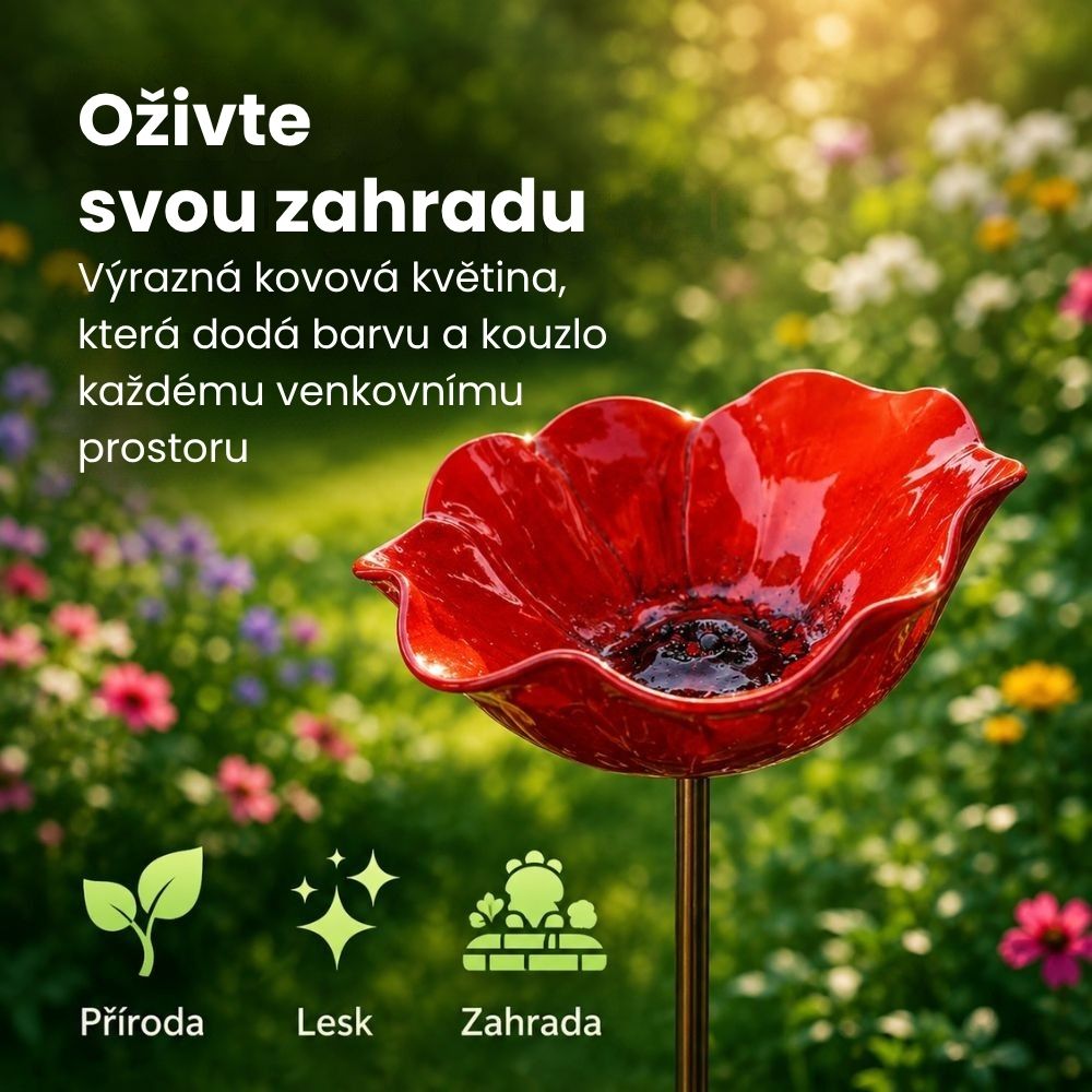 🐦Dekoratívny kovový kvet pre vtáčiky s náustkom a miskou na kŕmenie🌸