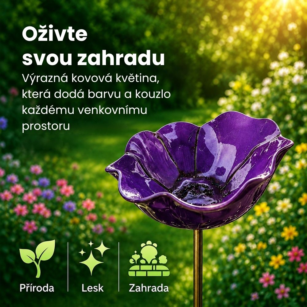 🐦Dekoratívny kovový kvet pre vtáčiky s náustkom a miskou na kŕmenie🌸