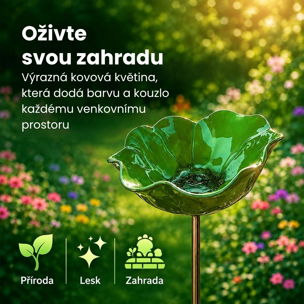 🐦Dekoratívny kovový kvet pre vtáčiky s náustkom a miskou na kŕmenie🌸