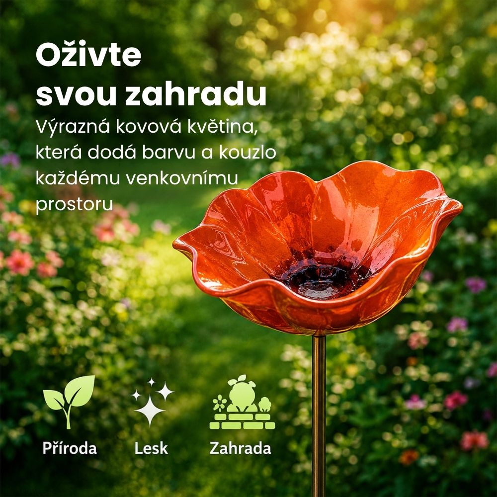 🐦Dekoratívny kovový kvet pre vtáčiky s náustkom a miskou na kŕmenie🌸