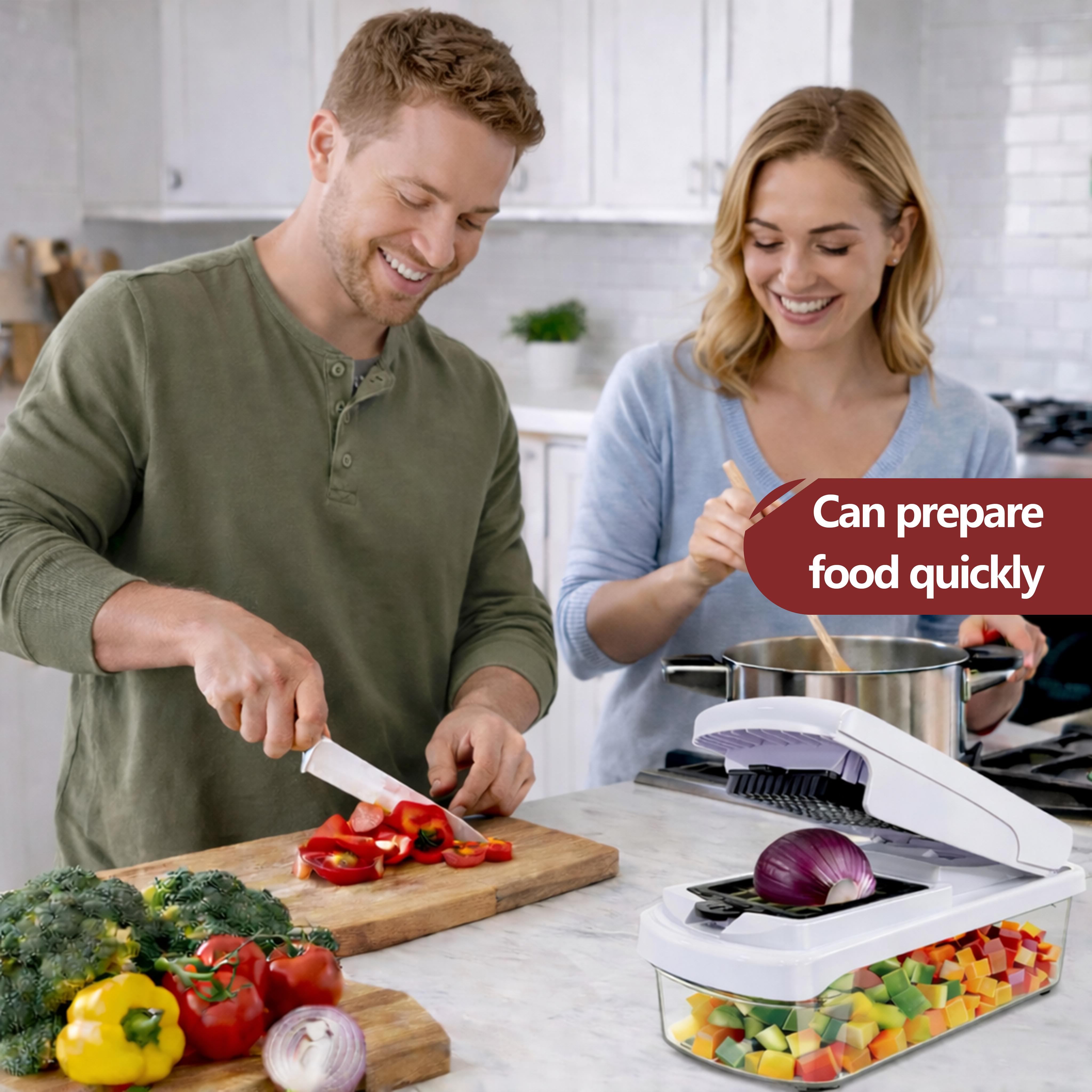 Snofrid Vegetable Chopper,15-in-1 Multifunctional Food Chopper,Professional Onion Chopper with 8 Blades,Vegetable Cutter with Container for Salad,Potato,Carrot,and Garlic; Essential Kitchen Tool