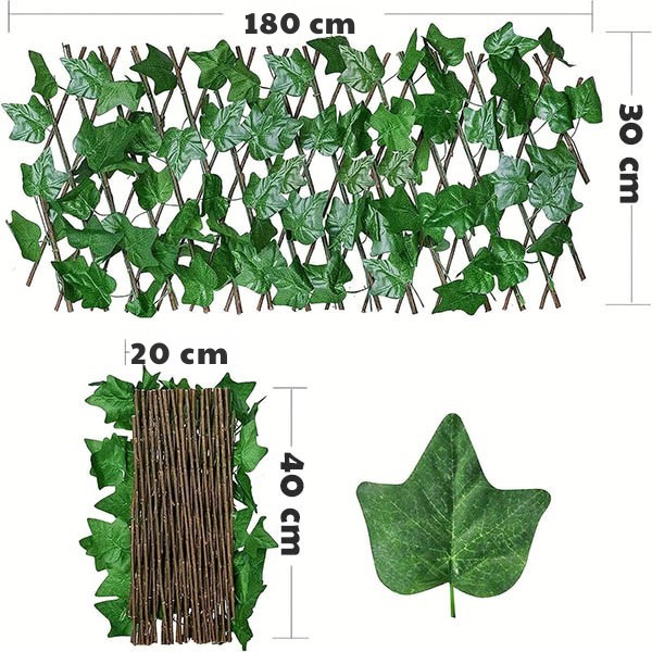 🌿 Rozťahovací plotový panel s brečtanom GREENFENCE | 30×180 cm, UV odolný, rýchla montáž bez náradia