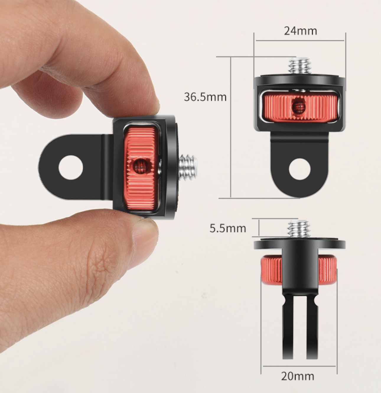 Action Camera Aluminum Adapter Mount 1/4"