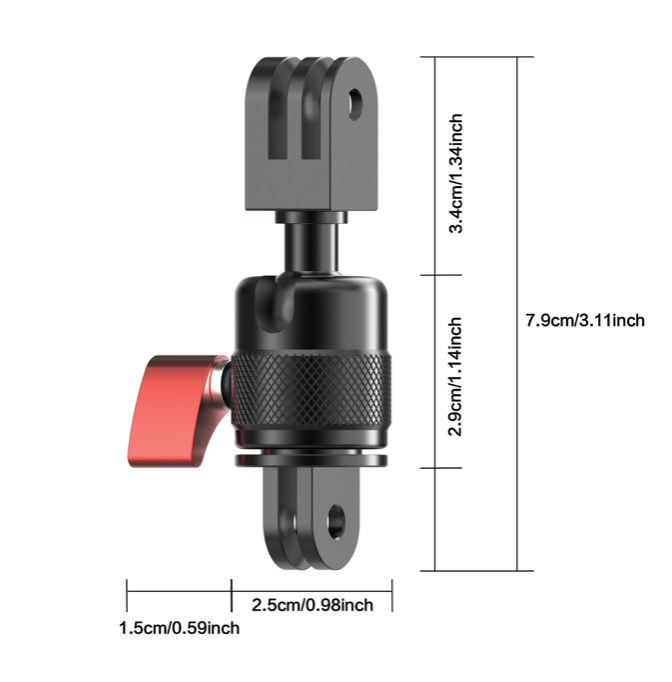Action Camera Accessory Adapter Mount: 360° Rotating Dual-to-Triple Connector Adapter