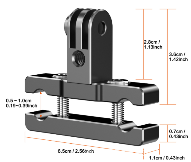 Action Camera Aluminum Alloy Bike Mount Base—Bicycle Saddle Clamp