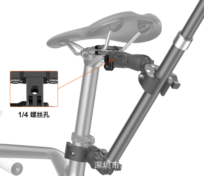 Action Camera Aluminum Alloy Bike Mount Base—Bicycle Saddle Clamp