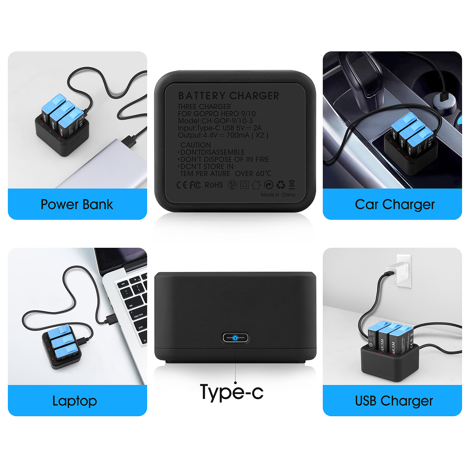 for GoPro Hero 9 10 11 12 Charger