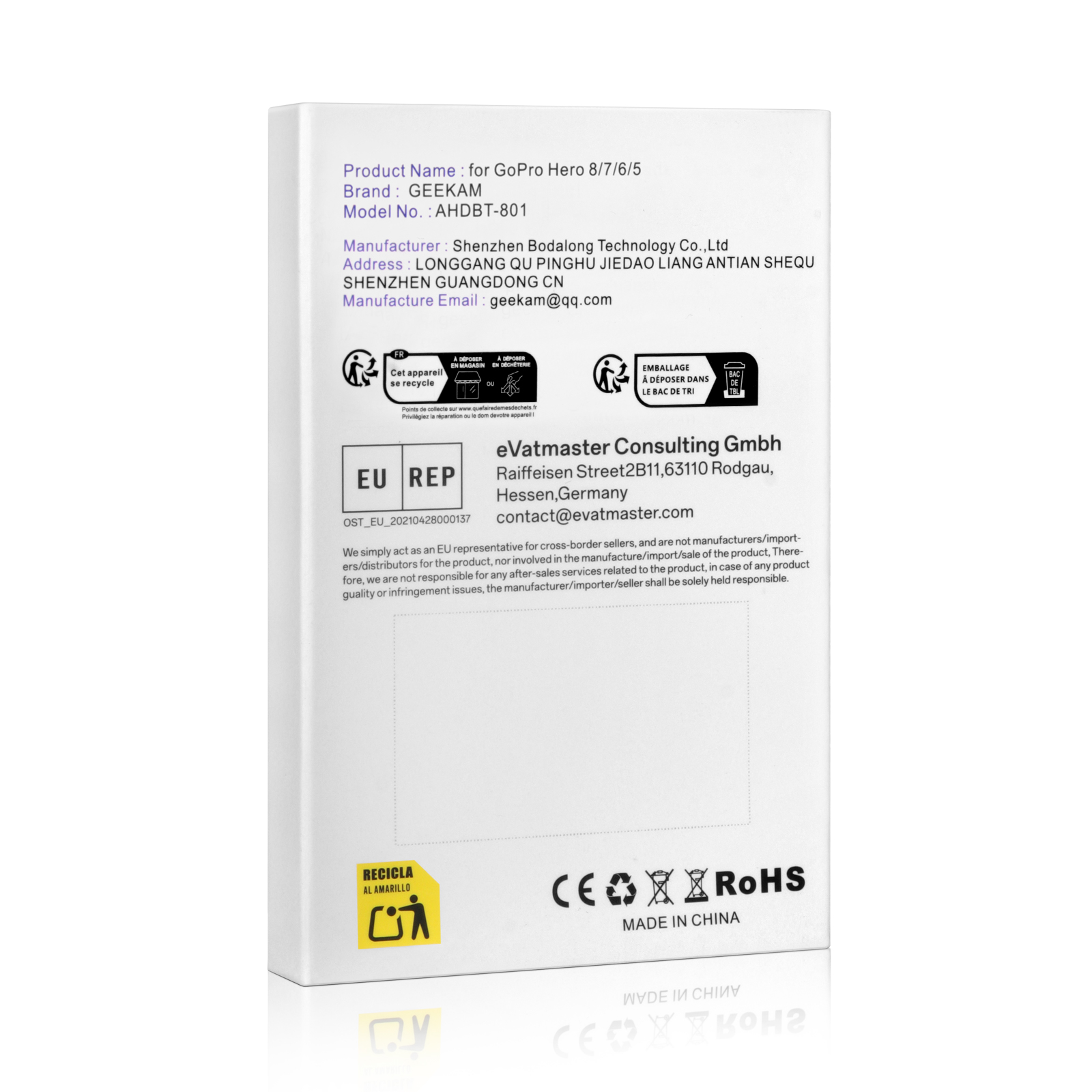 for GoPro 5 6 7 8 AHDBT-801