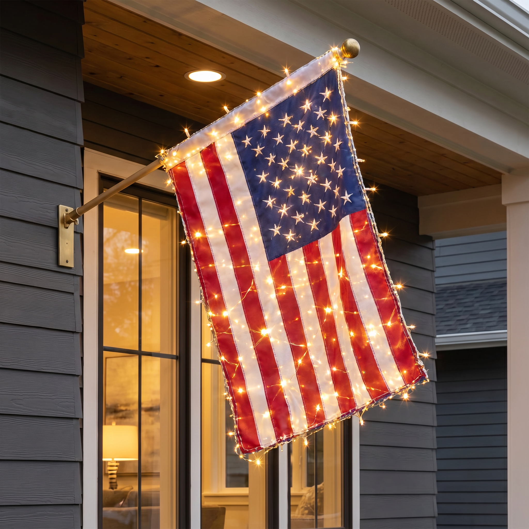 ⭐ Lighted Patriotic Porch Flag Decor for Front Door Display