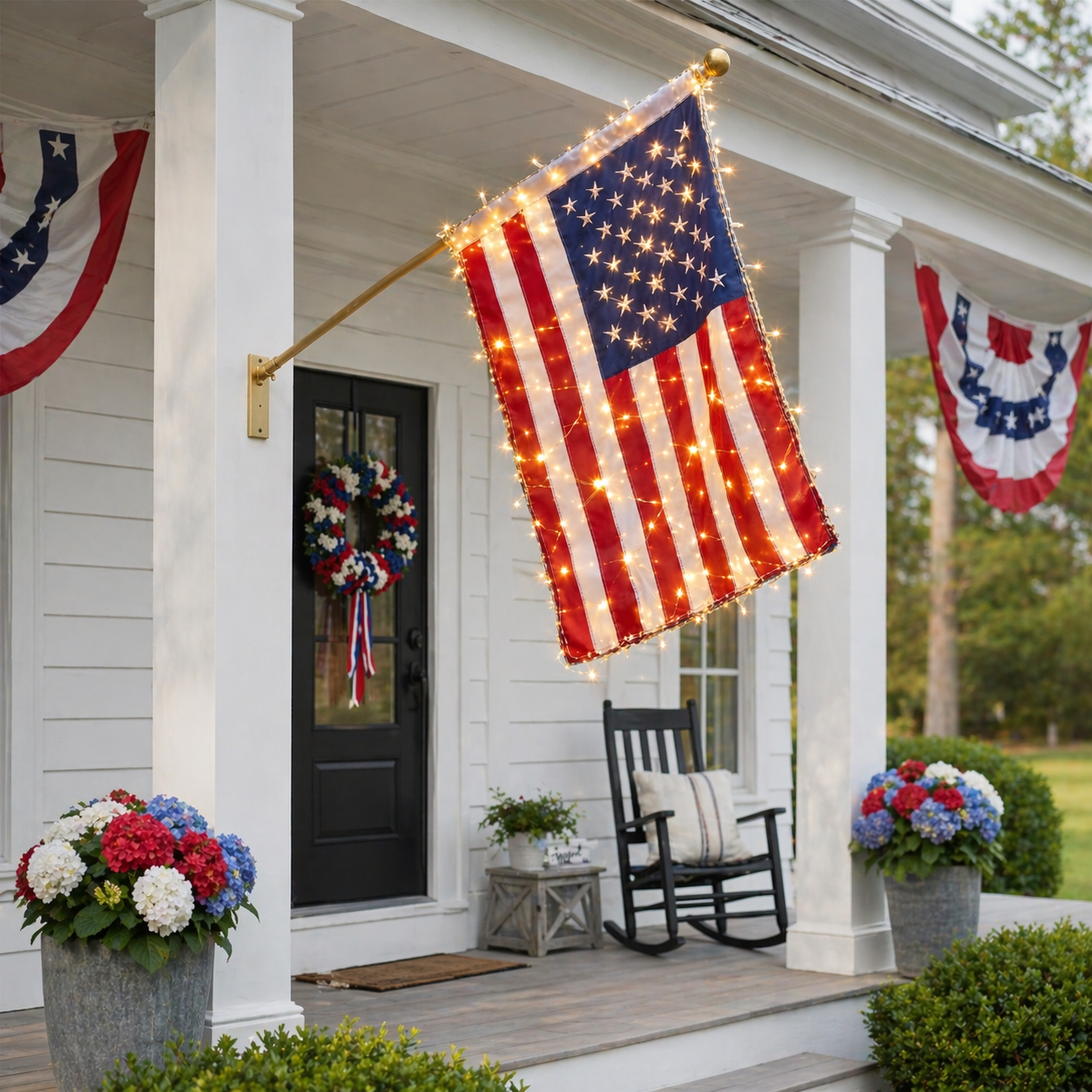 ⭐ Lighted Patriotic Porch Flag Decor for Front Door Display