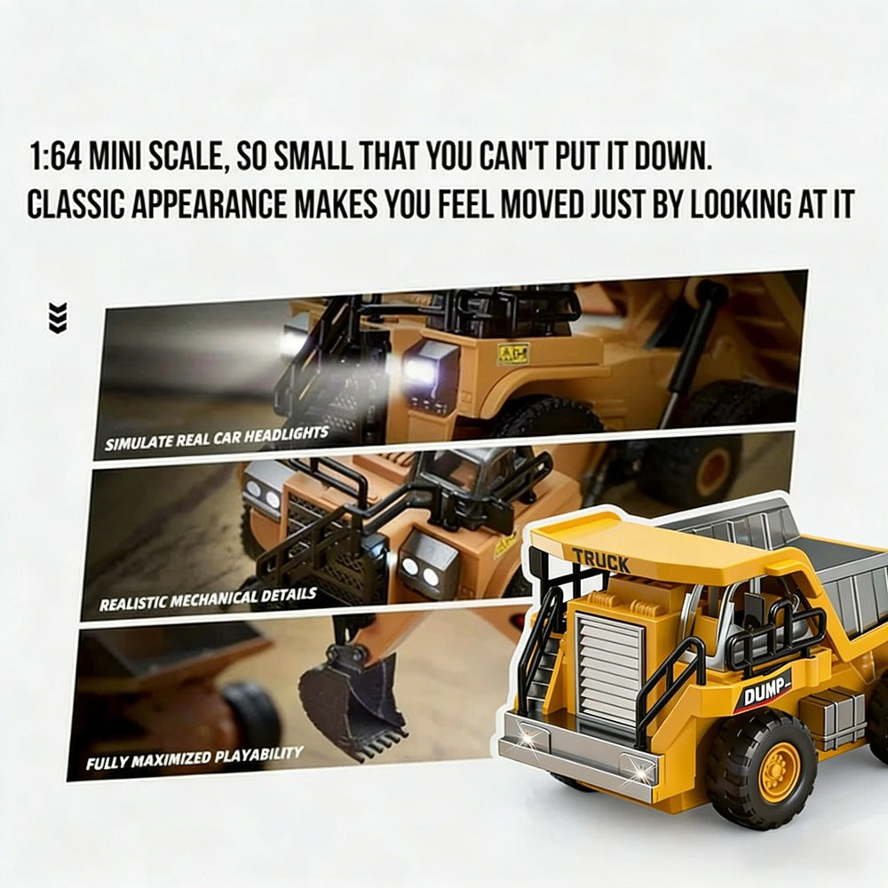 1:64 Premium Alloy Mini RC Ultimate Construction Trio Set（Three Pcs） – Forklift, Excavator & Dump Truck