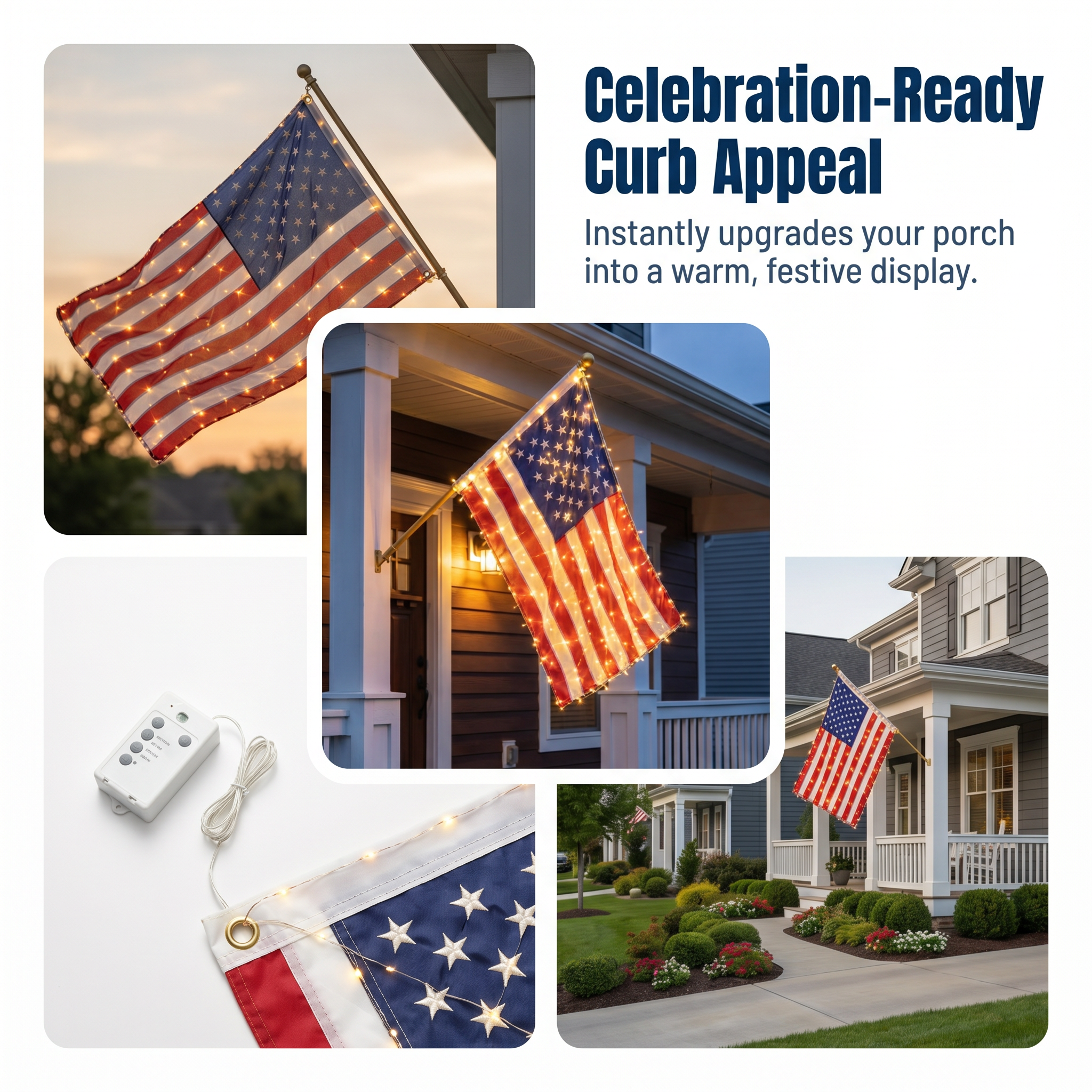 ⭐ Lighted Patriotic Porch Flag Decor for Front Door Display