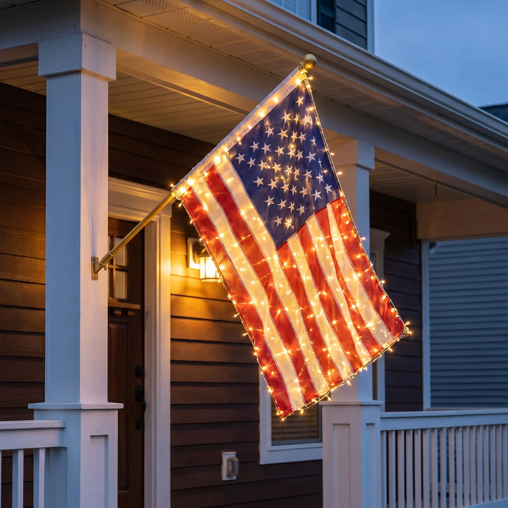 ⭐ Lighted Patriotic Porch Flag Decor for Front Door Display