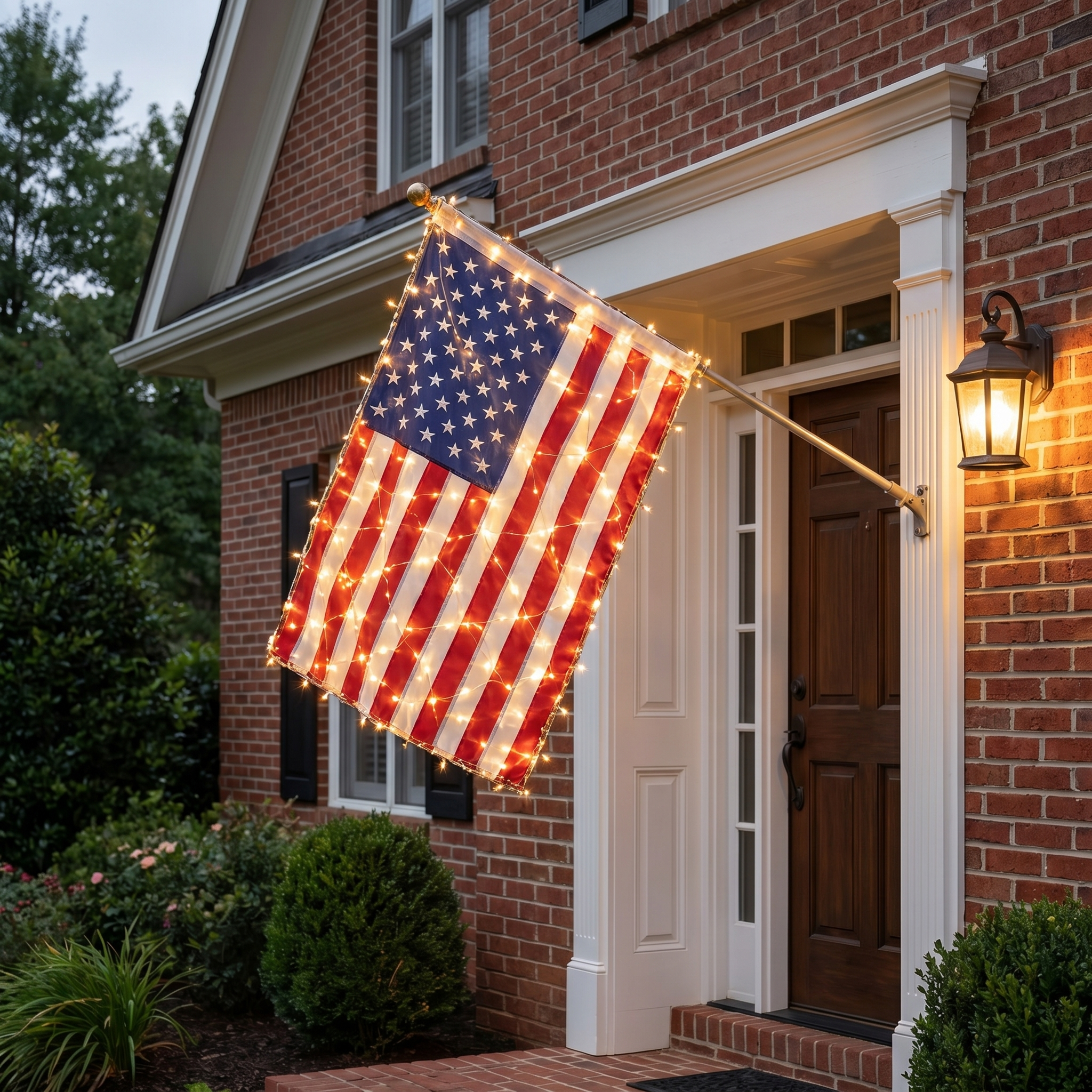 ⭐ Lighted Patriotic Porch Flag Decor for Front Door Display