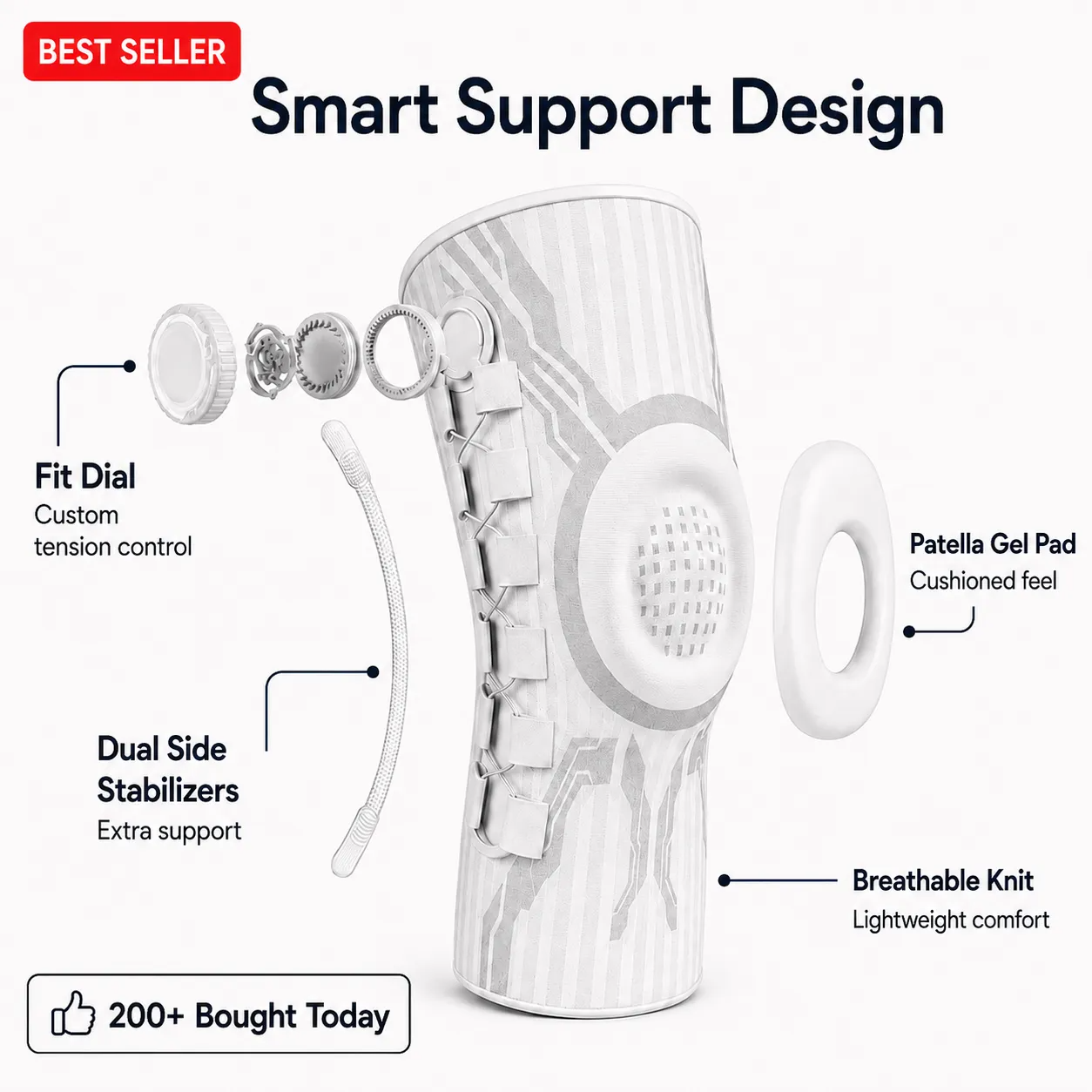 Adjustable Knee Brace with Spring Stabilizers – Soft Compression & All-Day Knee Support