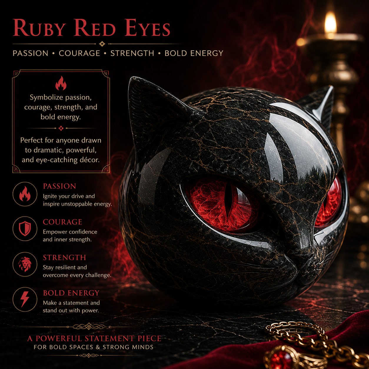 🐈‍⬛Mystic Black Cat Marble-Style Sculpture – Lucky Cat Desk Decor & Cat Lover Gift
