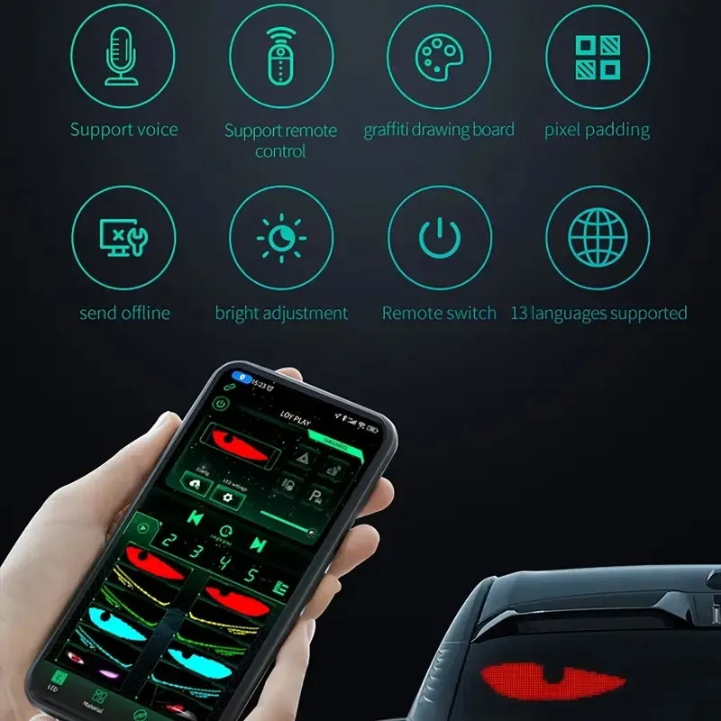 App-Controlled LED Car Eyes for Custom Window Displays