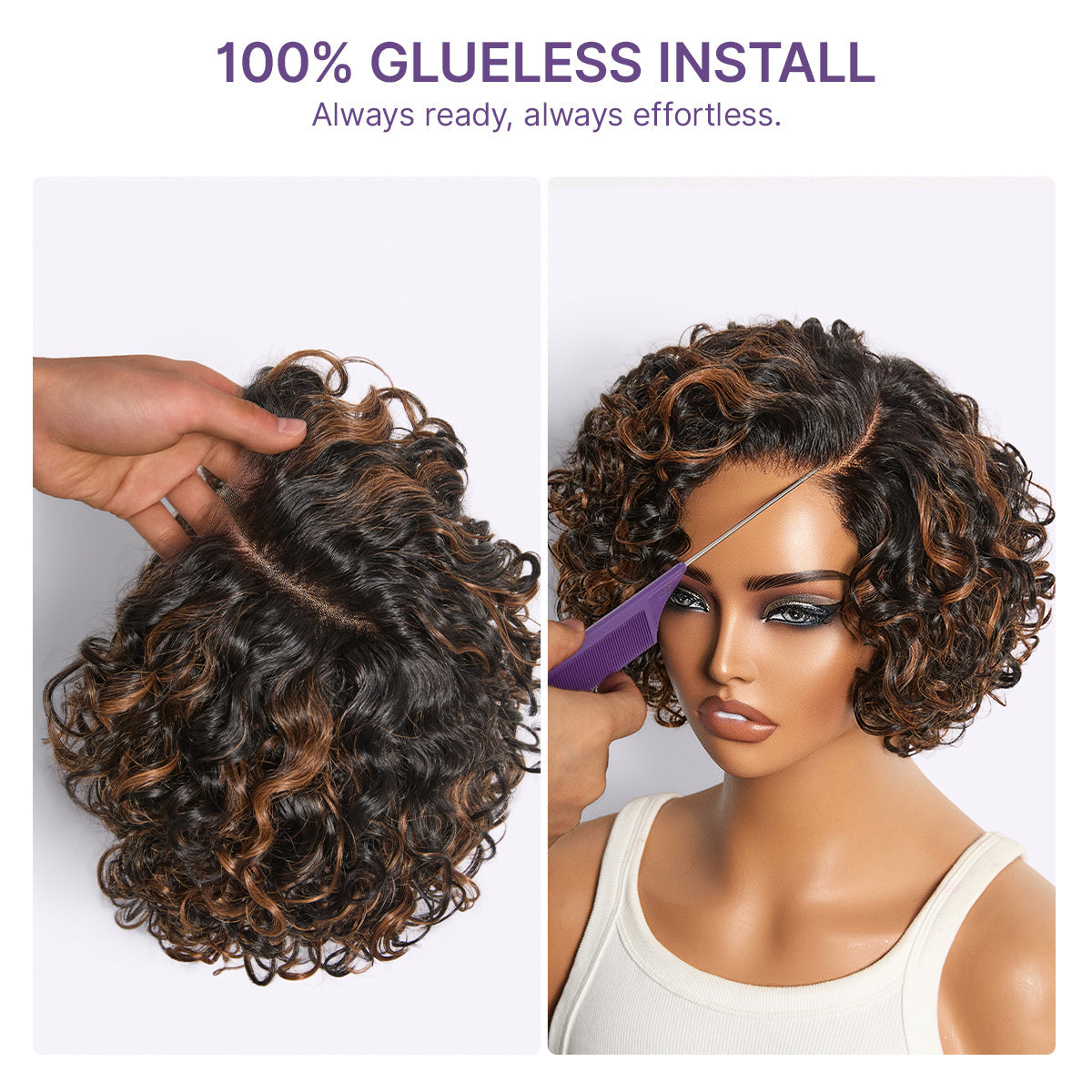 No Glue, No Fuss C-Part Curl Wig with Bouncy Volume