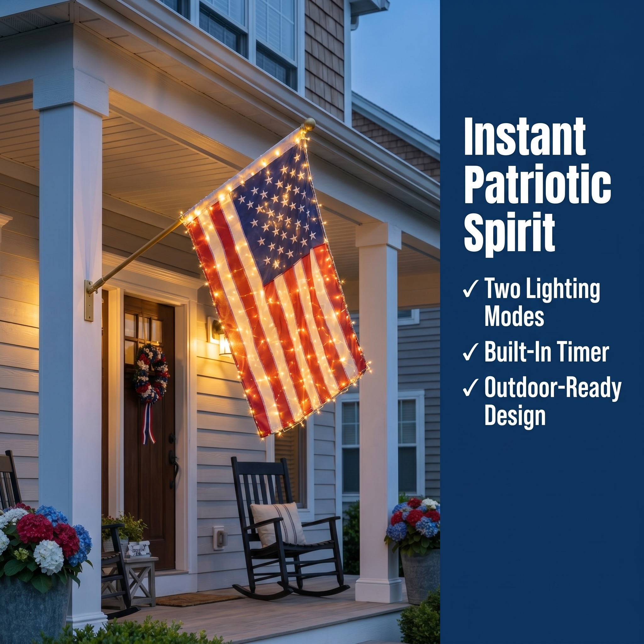 ⭐ Lighted Patriotic Porch Flag Decor for Front Door Display